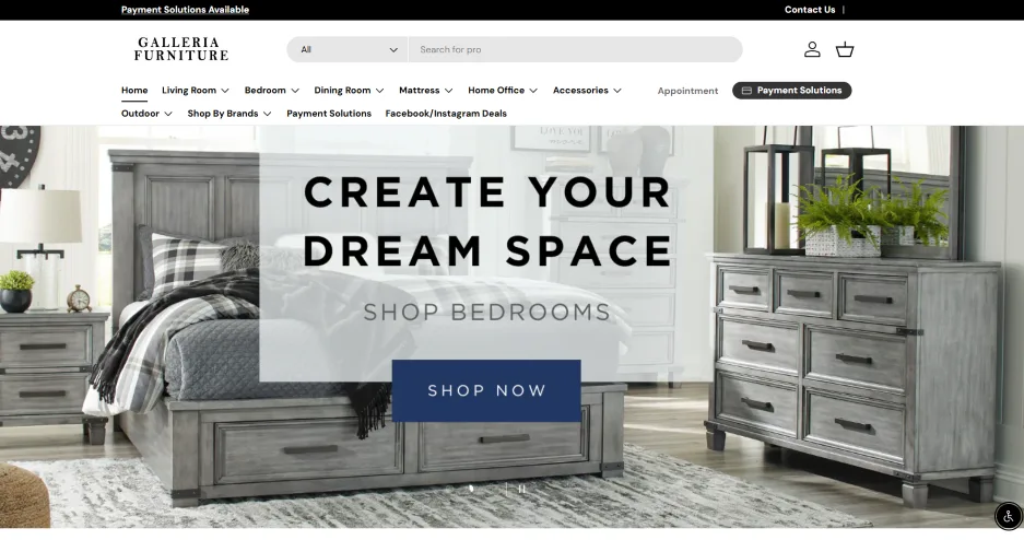 Furniture marketing - Website example.