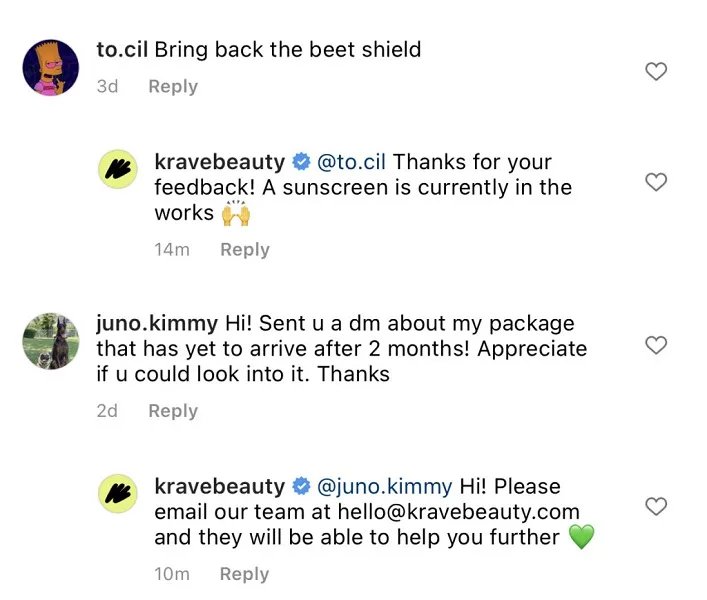 social media traffic - example engagement from business