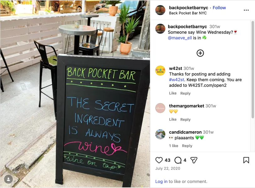 Offline marketing ideas - message board at a restaurant.