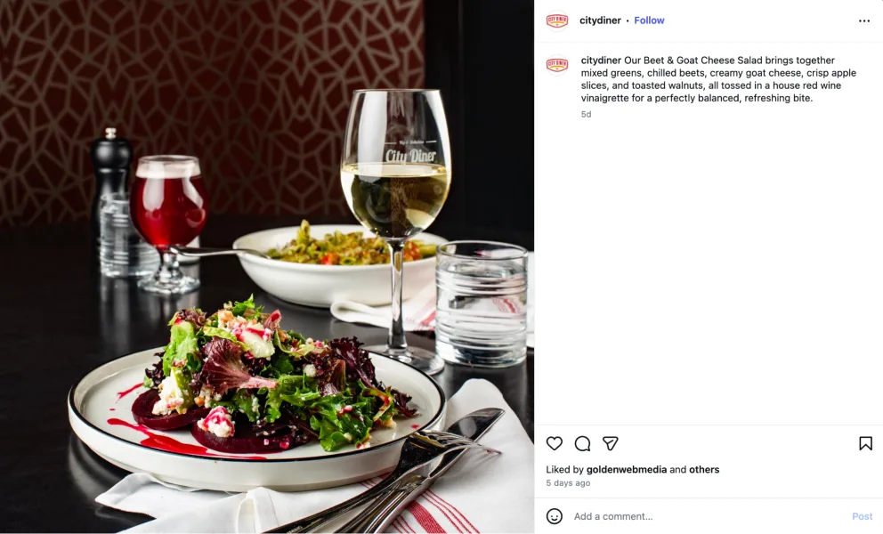 Offline marketing ideas - social post showing a branded wine glass.