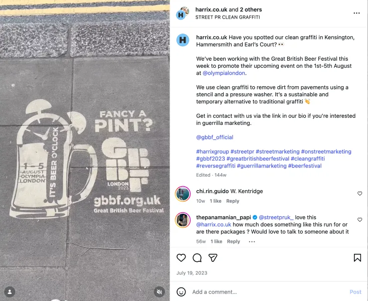 Offline marketing ideas - sidewalk art promotion.