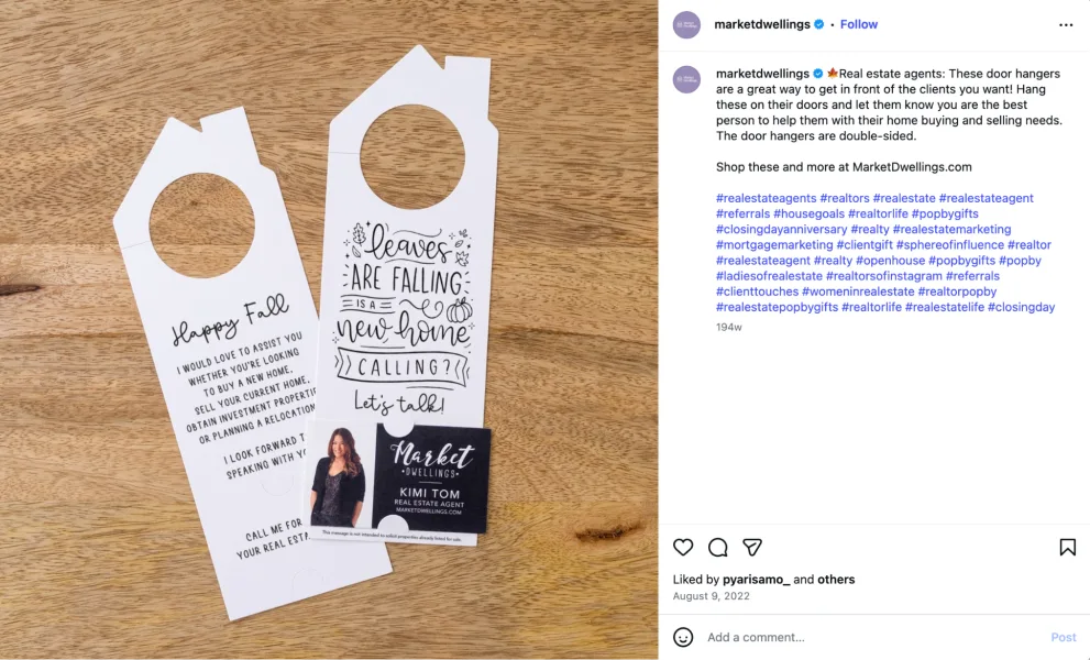Offline marketing ideas - Real estate door hangers.