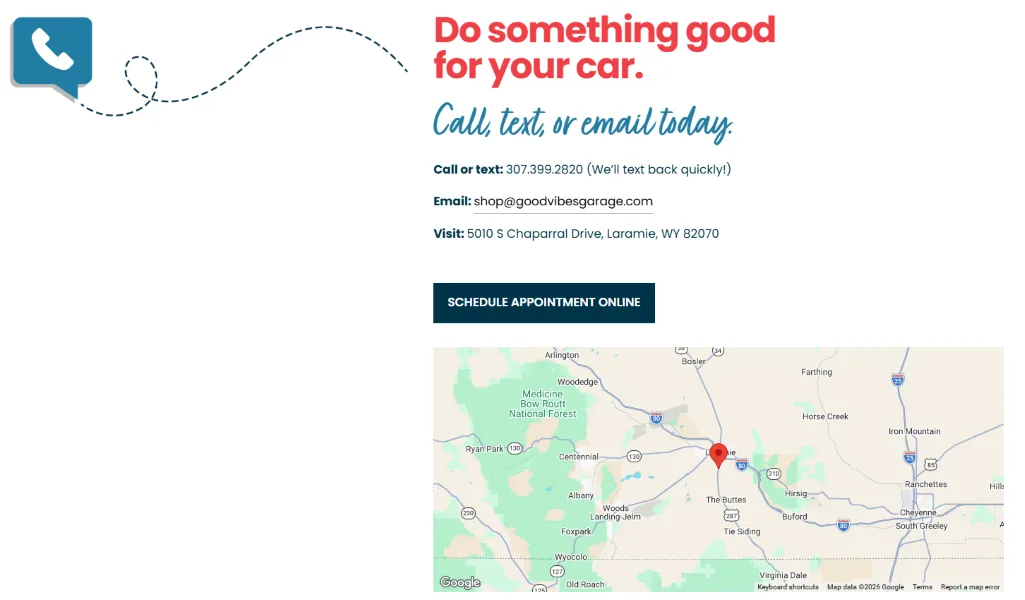 small business websites - contact info