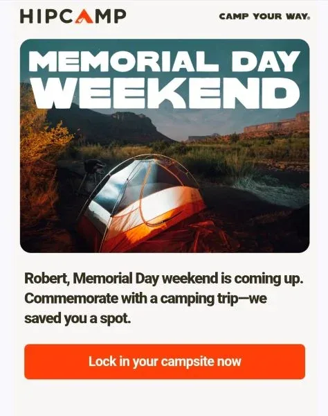 small business websites - hipcamp site.