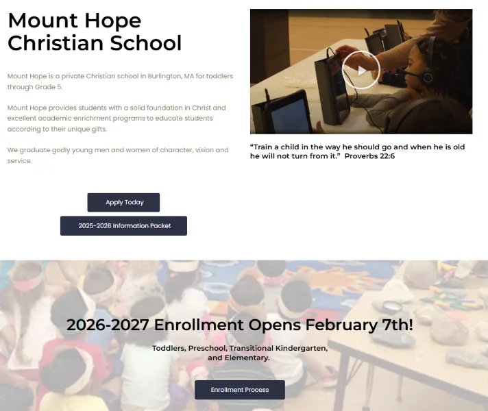 small business websites - Mt Hope school site.