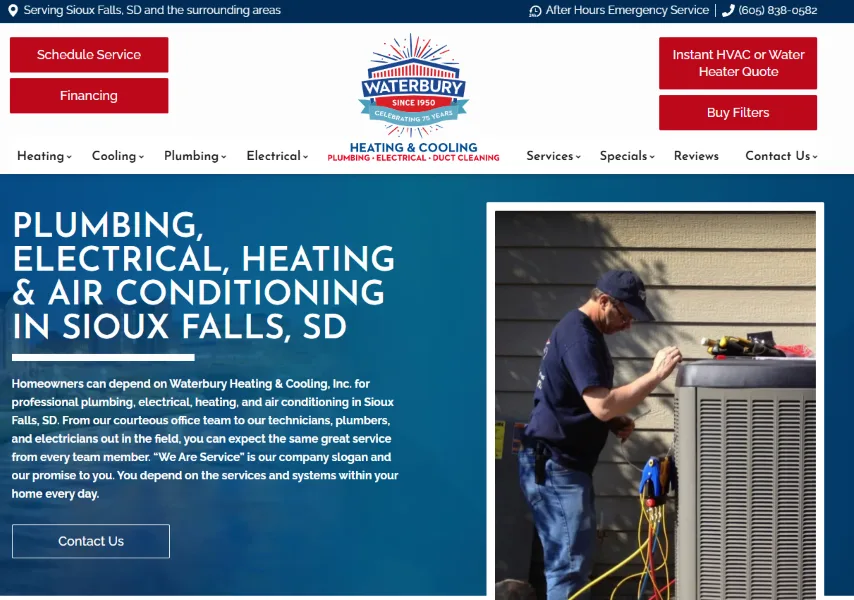 small business websites - HVAC site.