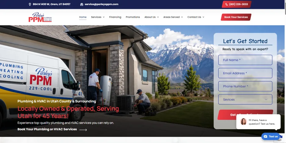 small business websites - PPM main page.
