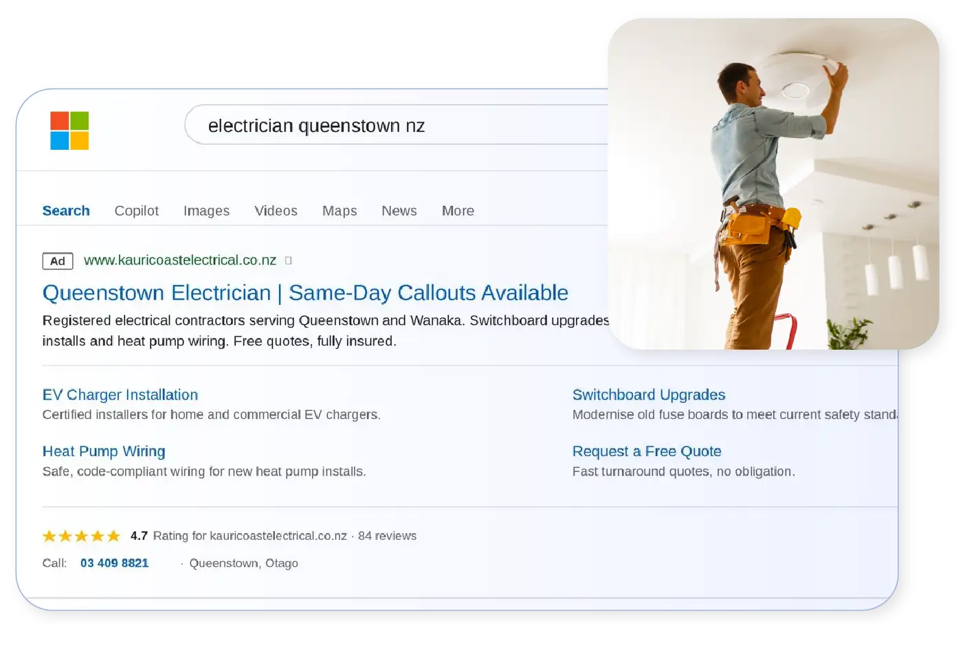 Microsoft Bing Ads search campaign for New Zealand business