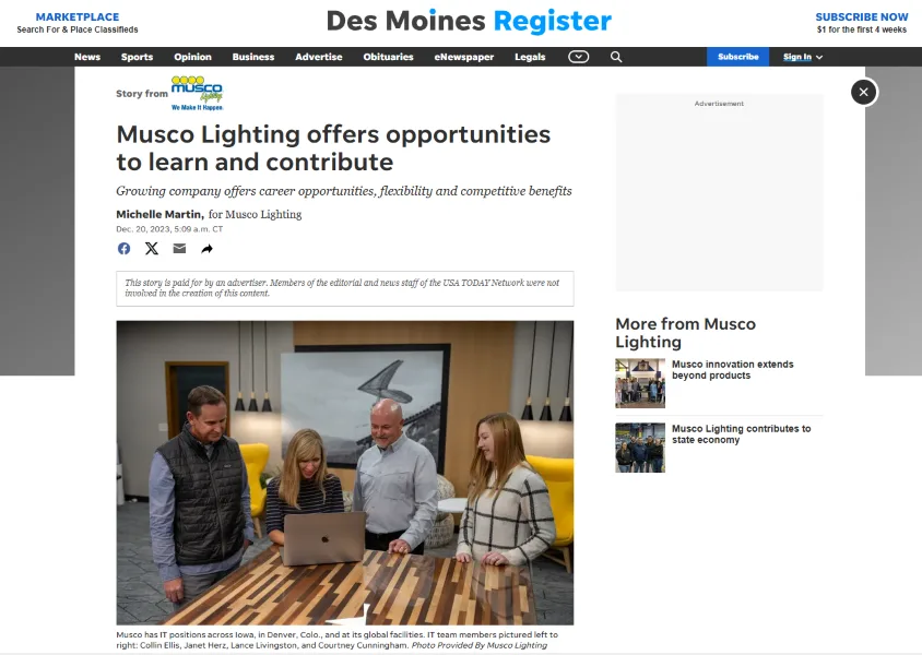 Branded content - Musco article