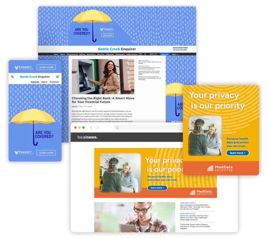 display ads benchmarks - examples of different display placements