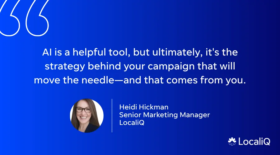 quote callout from heidi hickman about ai plus email marketing campaigns
