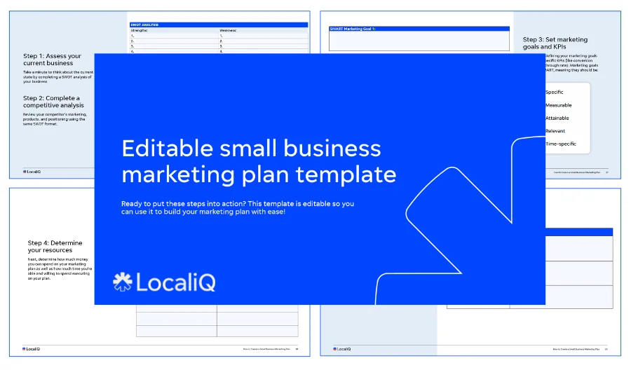 localiq small business marketing plan template screenshot